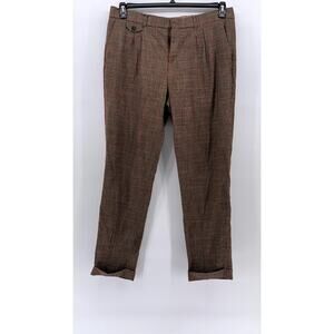 DEVRED 1902 Men's Brown Houndstooth Slim-Fit Regular Cuffed Pant SZ 38